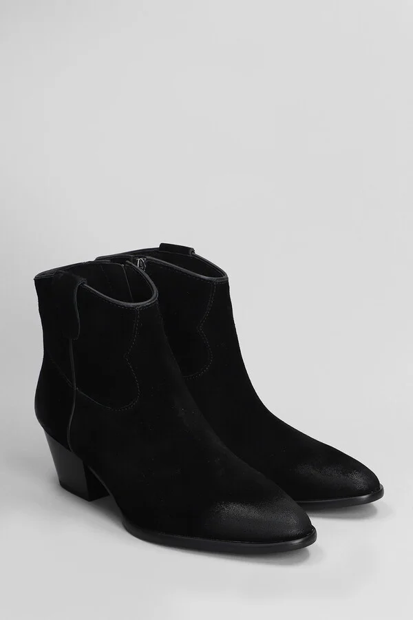 Fame Texan Ankle Boots In Black Suede - Image 2