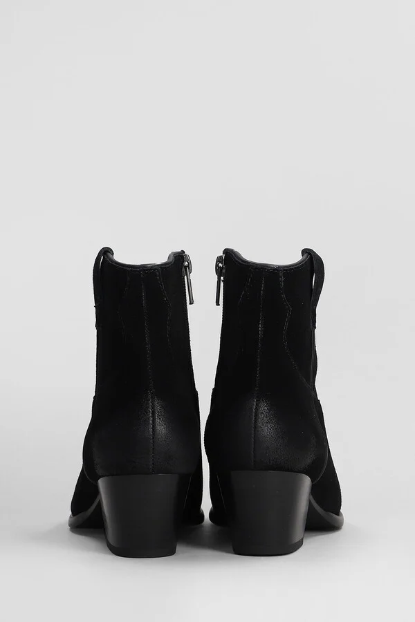 Fame Texan Ankle Boots In Black Suede - Image 4