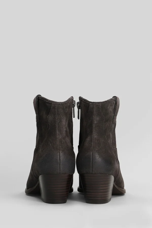 Fame Texan Ankle Boots In Brown Suede - Image 4