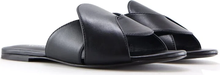 Fanny Sandals, Black Leather - Image 2