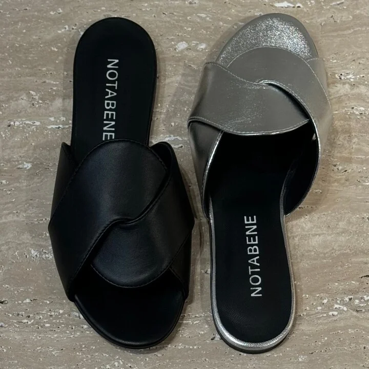 Fanny Sandals, Black Leather - Image 6