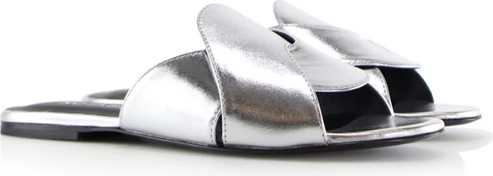 Fanny Sandals, Silver Leather - Image 6