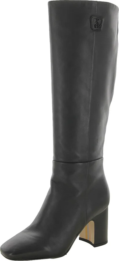 Faren Womens Leather Square Toe Knee-High Boots