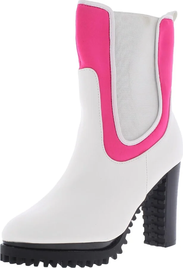 Fargo Womens Faux Leather Slip On Mid-Calf Boots