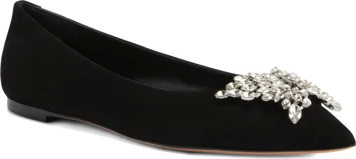 Farifu crystal-embellished suede ballet flats
