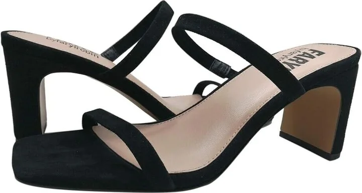 FARYL by Farylrobin Analisa Sandals Womens Black Suede Slip On Block Heel KHD863