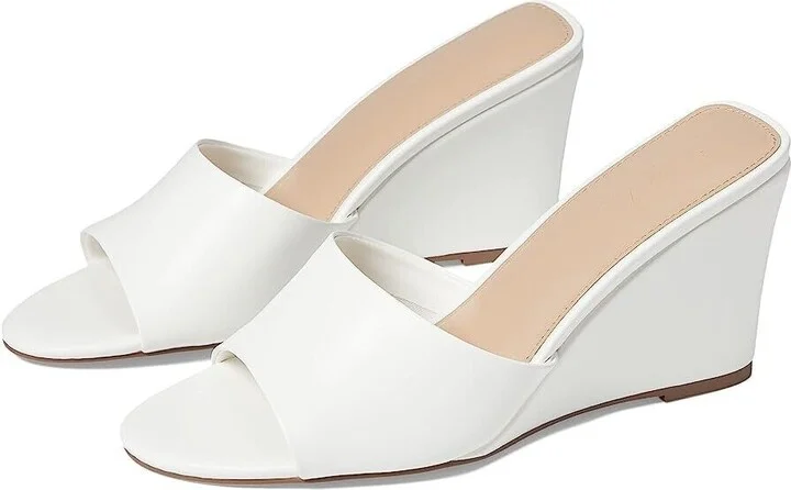 Faryl By Farylrobin Skye Sandals Women's US 12 White Slip On Wedge Heel KHD883