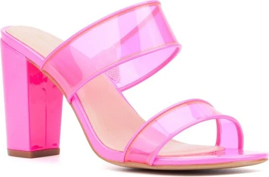 Fashion To Figure Women's Berlynne Block Heel Sandal - Wide Width - NEON PINK,
