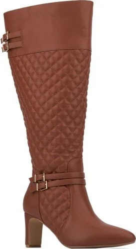 Fashion To Figure Women's Halen Knee High Boot - Wide Width - , COGNAC