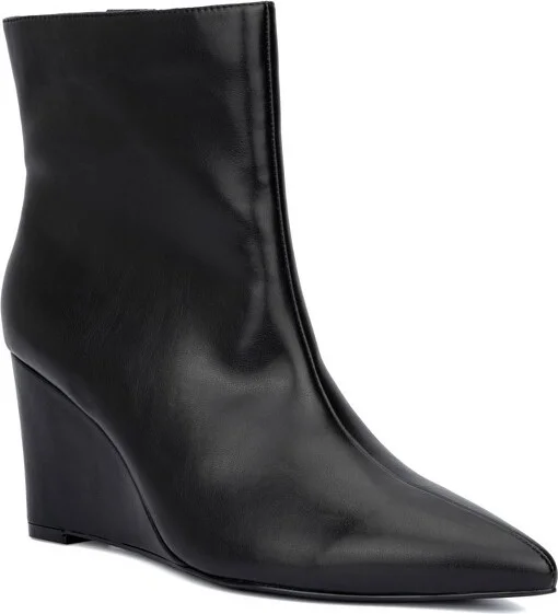 Fashion To Figure Women's Hayley Wedge Boot - Wide Width - , BLACK