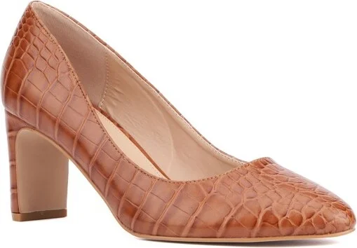 Fashion To Figure Women's Hope Pump Heel - Wide Width - , COGNAC CROC