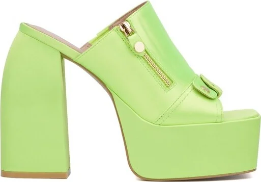 Fashion To Figure Women's Icelynn Platform Heel Slide - Wide Width - NEON GREEN, - Image 3