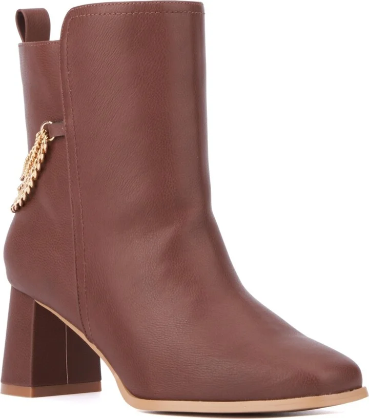 Fashion To Figure Women's Maire Bootie with chain- Wide width