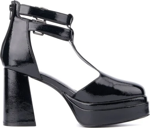 Fashion To Figure Women's Martine 2 Gemmed Platform - Wide Width - , BLACK PATENT - Image 2