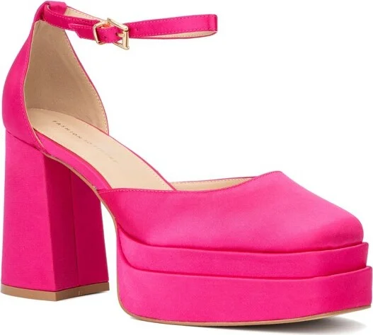 Fashion To Figure Women's Martine Block Heels - Wide Width - 9, PINK