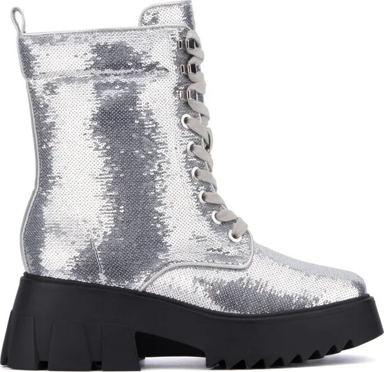 Fashion To Figure Women's Odessa Sequin Boot - Wide Width - , SILVER - Image 2