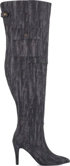 Fashion To Figure Women's Scarlet Thigh High Boot - Wide Width - , BLUE DENIM PU - Image 2