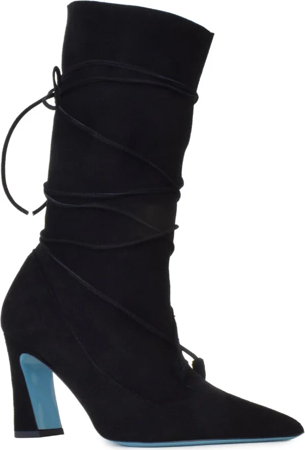 Fata Mid Calf Boot Black Camoscio - Image 2
