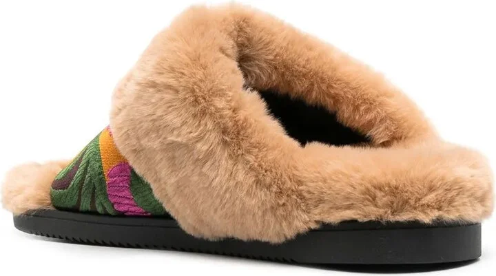 Faux-Fur Floral Strap Slides - Image 3
