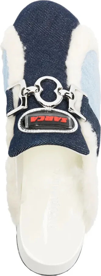 Faux-Fur Trim Denim Mules - Image 4