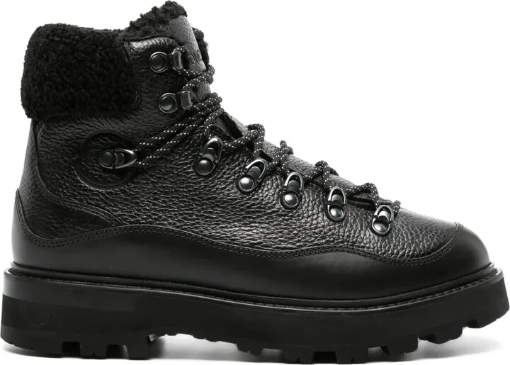 Faux-Fur Trim Leather Boots