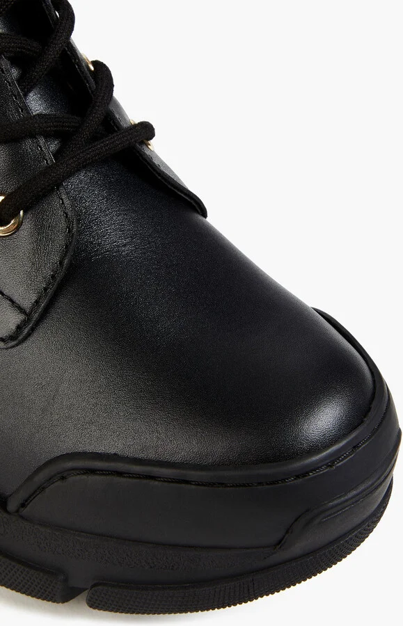 Faux fur-trimmed faux-leather combat boots - Image 4