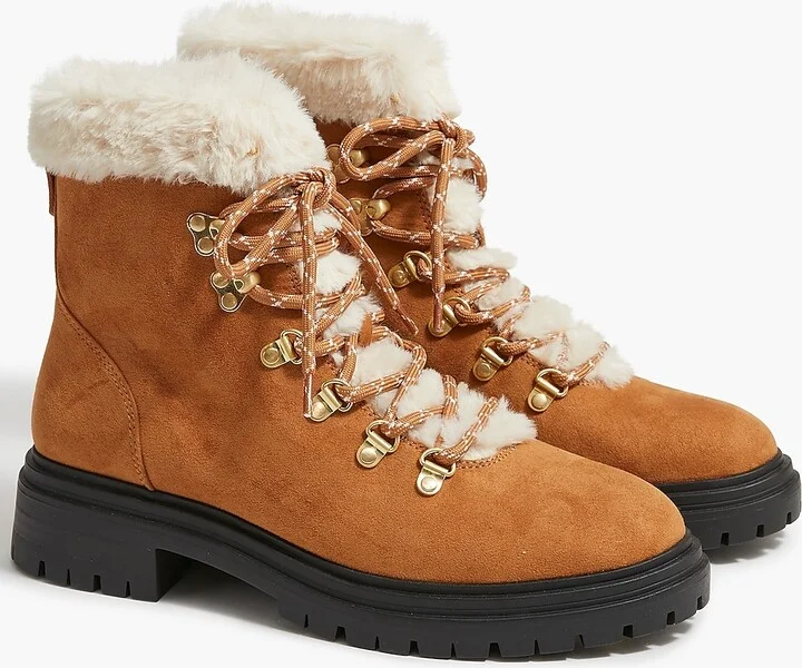 Faux-fur winter hiking boots