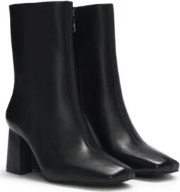 Faux-leather ankle boots with block heel- Black Women's Boots size 7