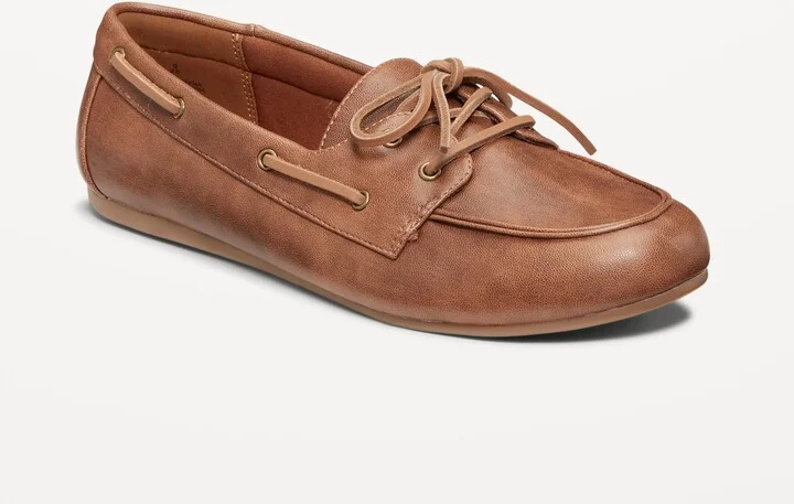 Faux-Leather Boat Shoes for Women