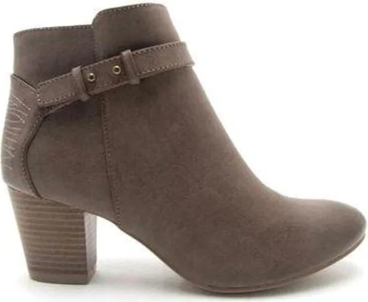 Faux Leather Bootie In Dark Taupe