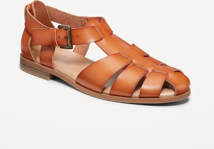 Faux-Leather Fisherman Sandals