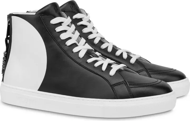 Faux-Leather Hi-Top Sneakers - Image 2