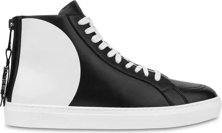 Faux-Leather Hi-Top Sneakers