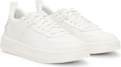 Faux-leather lace-up trainers with bubble branding- White Women's Sneakers size 10