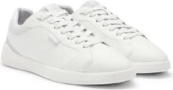 Faux-leather lace-up trainers with corduroy details- Light Grey Men's Sneakers size 9