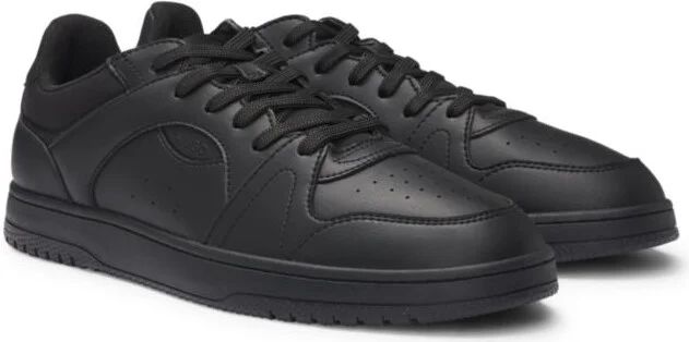 Faux-leather lace-up trainers with logo details