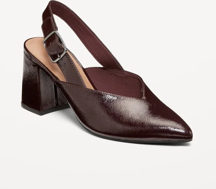 Faux-Leather Slingback Heels for Women