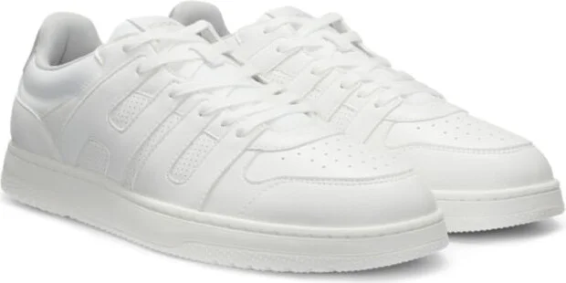 Faux-leather trainers with logo uppers