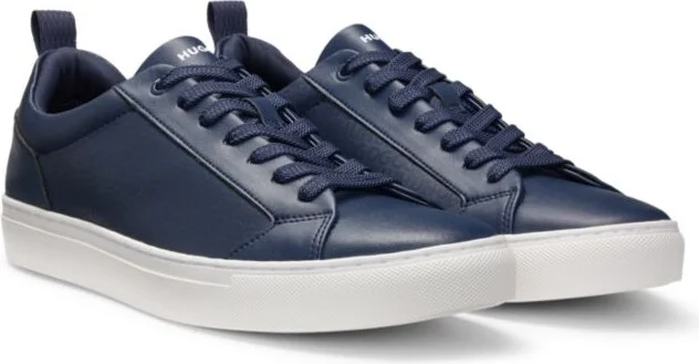 Faux-leather trainers with tonal monograms