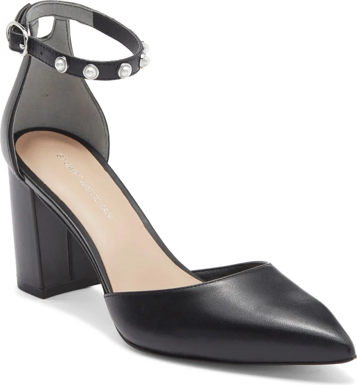 Faux Pearl Block Heel Pump