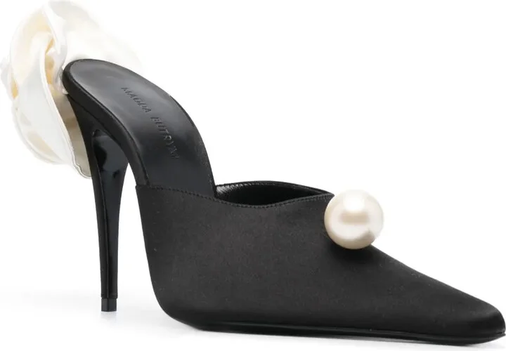 Faux-Pearl Embellished 110mm Leather Mules - Image 2