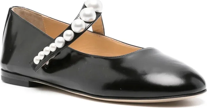 Faux-Pearl Leather Ballerina Shoes - Image 2
