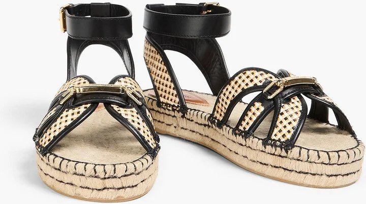 Faux raffia platform espadrille sandals - Image 2