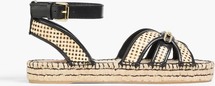 Faux raffia platform espadrille sandals