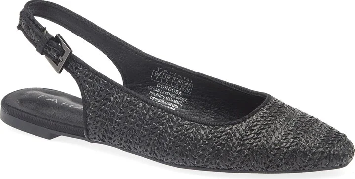 Faux Raffia Slingback Flat
