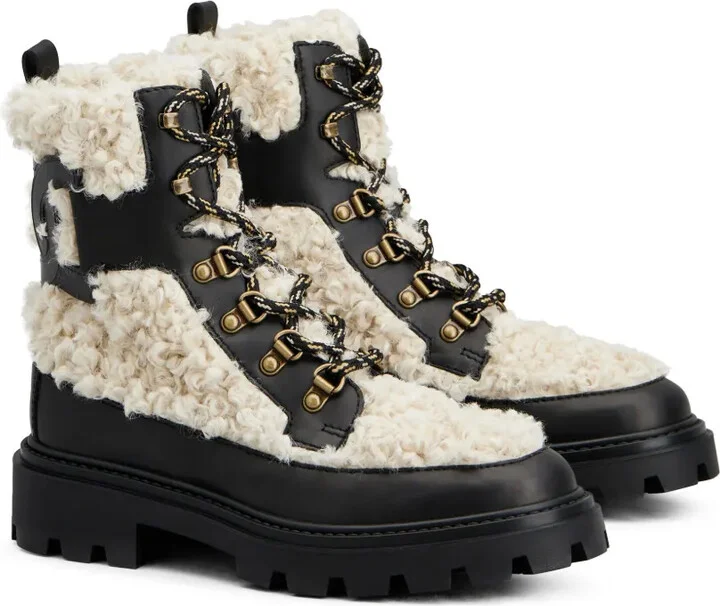 Faux-Shearling Leather Ankle Boots - Image 2