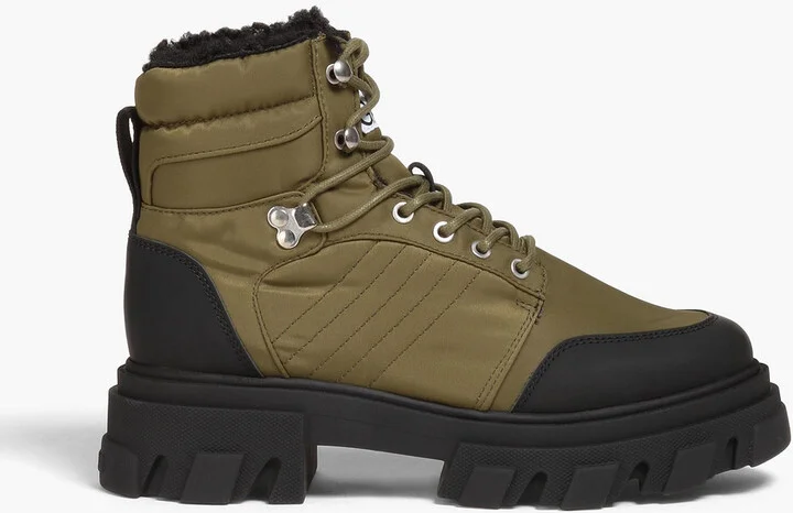 Faux shearling-lined shell hiking boots