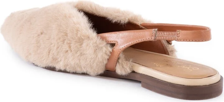 Faux Shearling Pointed Toe Slingback Flat - Image 2