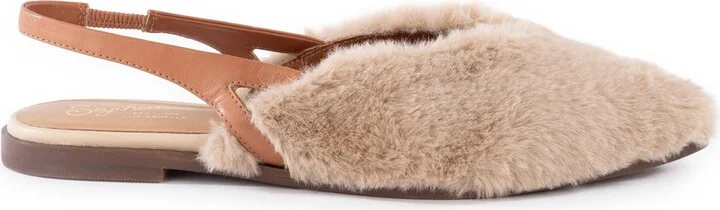 Faux Shearling Pointed Toe Slingback Flat - Image 3