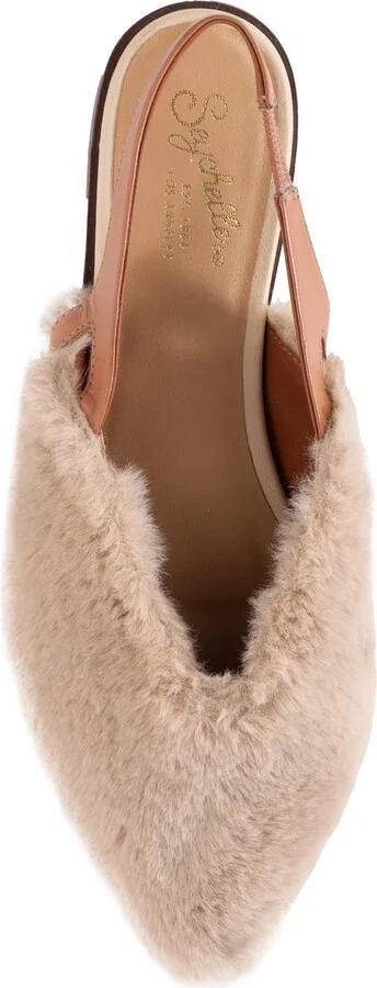 Faux Shearling Pointed Toe Slingback Flat - Image 4